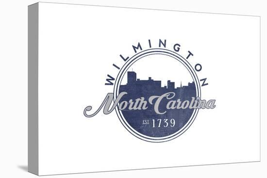 Wilmington, North Carolina - Skyline Seal (Blue)-Lantern Press-Stretched Canvas