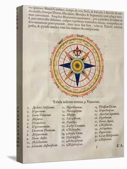 Wind Rose with the 32 Winds Ofthe World, from the 'Atlas Maior, Sive Cosmographia Blaviana', 1662-Joan Blaeu-Premier Image Canvas