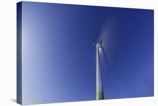 Wind Turbine with Full Moon, Night, Island Fehmarn, Schleswig Holstein, Germany-Axel Schmies-Premier Image Canvas