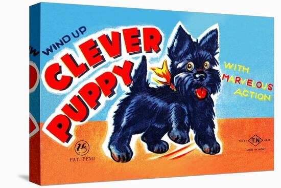 Wind Up Clever Puppy-null-Stretched Canvas