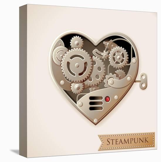 Wind Up Metal Steampunk Heart With Gears-Cyborgwitch-Stretched Canvas