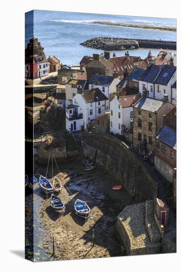 Winding Alleys of Village, Fishing Boats and Sea, Elevated View in Summer-Eleanor Scriven-Premier Image Canvas