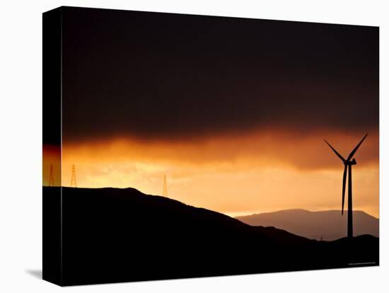 Windmill and Power Lines at Dawn, Manawatu, New Zealand-Don Smith-Premier Image Canvas