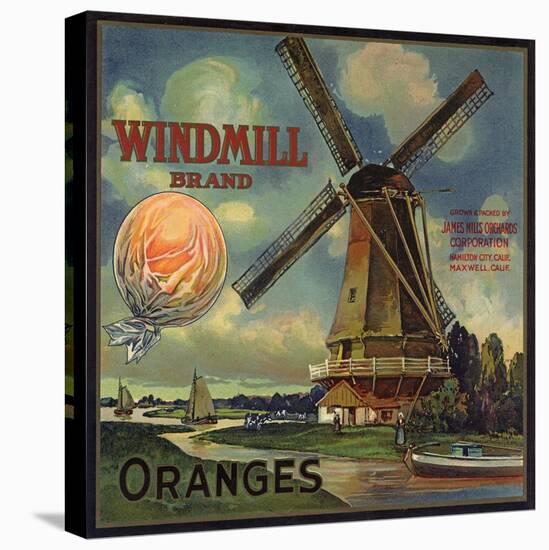 Windmill Brand - Hamilton City, California - Citrus Crate Label-Lantern Press-Stretched Canvas