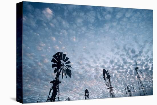 Windmills and clouds at dusk, Las Cruces, New Mexico, USA-Scott T. Smith-Premier Image Canvas