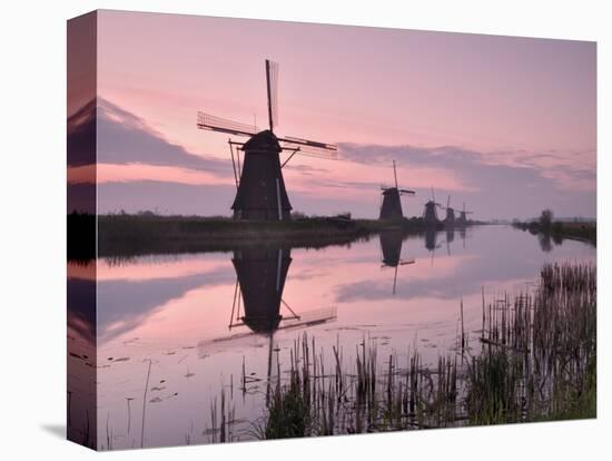 Windmills at Kinderdijk at Dawn, Near Rotterdam, Holland, the Netherlands-Gary Cook-Premier Image Canvas