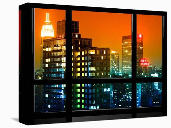 Window View, Special Series, the New Yorker Hotel, Empire State Building, Manhattan by Night, NYC-Philippe Hugonnard-Premier Image Canvas