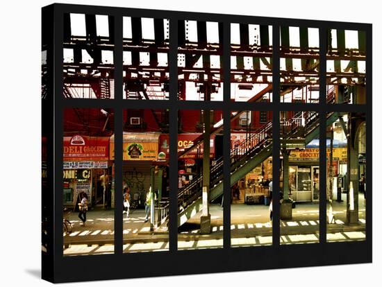 Window View - Urban Street Scene - Marcy Avenue Subway Station - Williamsburg - Brooklyn - NYC-Philippe Hugonnard-Premier Image Canvas