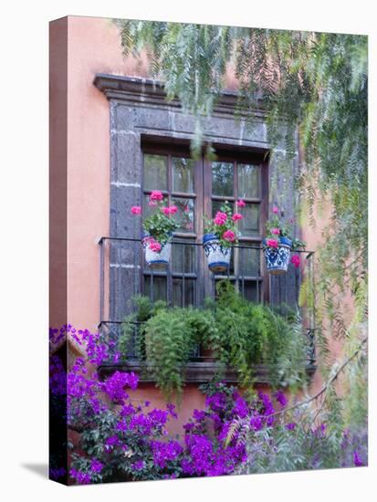Window with Geraniums, San Miguel De Allende, Mexico-Alice Garland-Premier Image Canvas