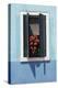 Windowwith Venetian Blinds and Shutters on Blue Wall. - Burano, Venice-Robert ODea-Premier Image Canvas