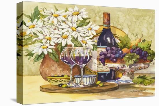 Wine and Daisies-Jerianne Van Dijk-Stretched Canvas