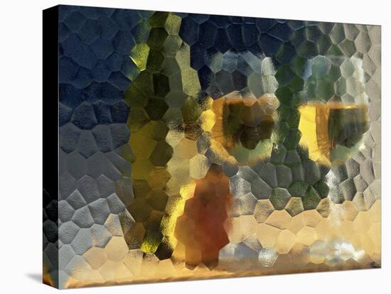 Wine and Glasses Behind Frosted Glass-Mitch Diamond-Premier Image Canvas