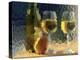 Wine and Glasses Behind Frosted Glass-Mitch Diamond-Premier Image Canvas