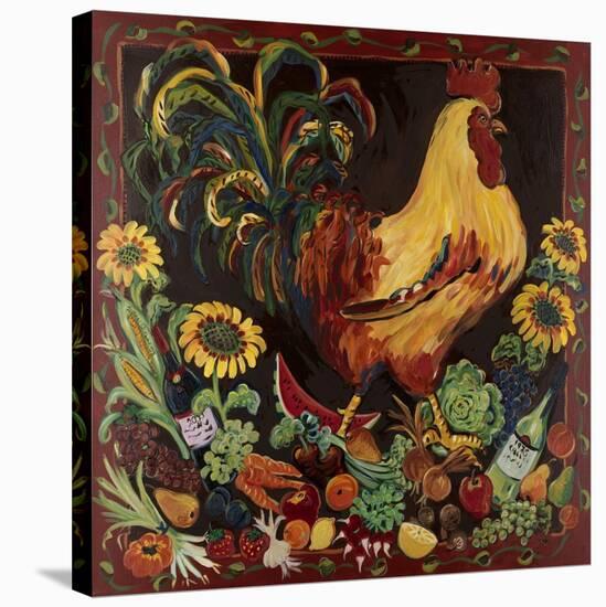 Wine and Rooster-Suzanne Etienne-Stretched Canvas
