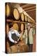 Wine Barrels-Lantern Press-Stretched Canvas