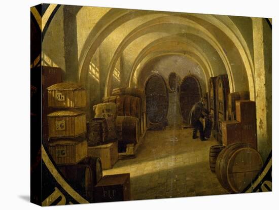 Wine Cellar with Wine Barrels-null-Premier Image Canvas