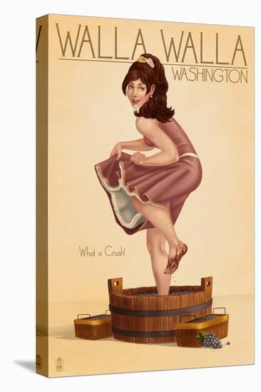 Wine Crushing Pinup Girl - Walla Walla, Washington-Lantern Press-Stretched Canvas