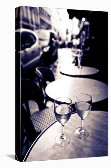 Wine Glasses at an Outdoor Cafe, Paris, France-Russ Bishop-Premier Image Canvas