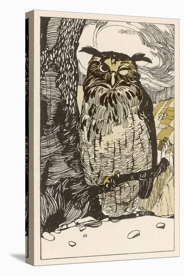 Winking Owl Perched on a Branch, by the Look of It It's an Eagle Owl-A Weisgerber-Stretched Canvas