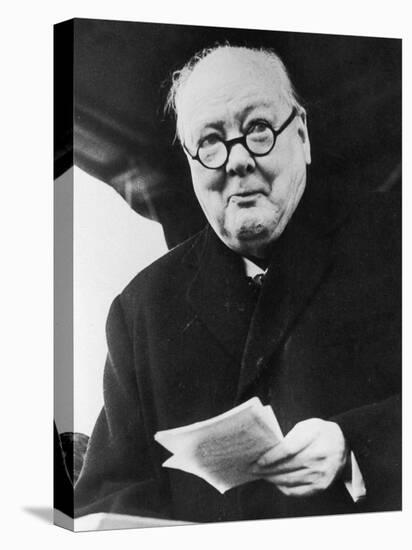 Winston Churchill British Prime Minister in Later Life Reading a Letter-null-Premier Image Canvas
