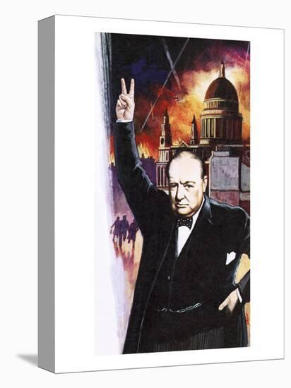Winston Churchill During the Blitz-English School-Premier Image Canvas