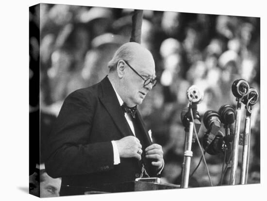 Winston Churchill Speaking at Wolverhampton Football Field-null-Premier Image Canvas