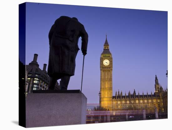 Winston Churchill Statue, Big Ben, Houses of Parliamant, London, England-Jon Arnold-Premier Image Canvas