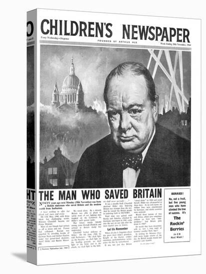 Winston Churchill: the Man Who Saved Britain, Front Page of 'The Children's Newspaper'-English School-Premier Image Canvas