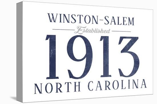 Winston-Salem, North Carolina - Established Date (Blue)-Lantern Press-Stretched Canvas