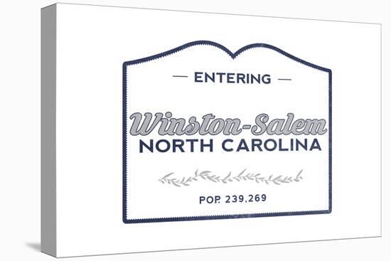 Winston-Salem, North Carolina - Now Entering (Blue)-Lantern Press-Stretched Canvas