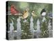 Winter Birds on a Snowy Fence-William Vanderdasson-Premier Image Canvas