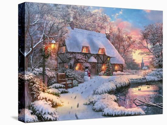 Winter Cottage-Dominic Davison-Stretched Canvas