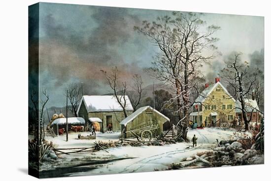 Winter in the Country - a Cold Morning, New England-Currier & Ives-Premier Image Canvas