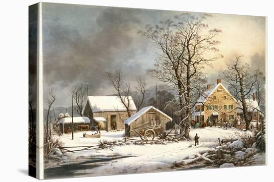 Winter in the Country a Cold Morning-Currier & Ives-Premier Image Canvas