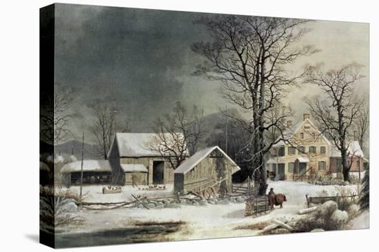 Winter in the Country: Wood for the Inn-Currier & Ives-Premier Image Canvas