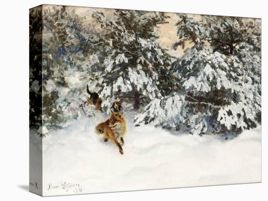 Winter Landscape with Fox and Hounds-Bruno Liljefors-Premier Image Canvas