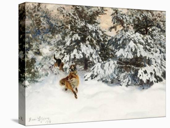 Winter Landscape with Fox and Hounds-Bruno Liljefors-Premier Image Canvas