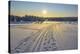 Winter landscape with snowmobile trail, Schneeekopf, Gehlberg, Thuringia, Germany-Raimund Linke-Stretched Canvas