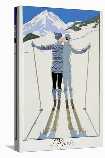 Winter: Lovers in the Snow, Fashion Plate from "Twentieth Century France," 1925-Georges Barbier-Premier Image Canvas