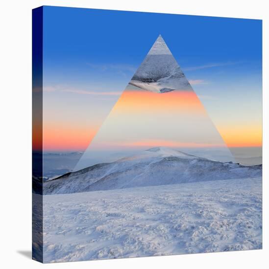 Winter Mountain Landscape at Sunset. Geometric Reflections Effect-Volodymyr Burdiak-Stretched Canvas