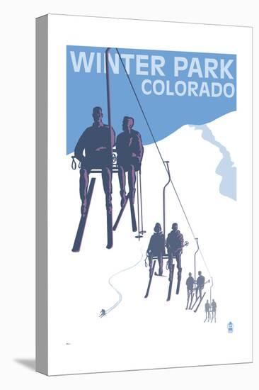 Winter Park, Colorado - Ski Lift-Lantern Press-Stretched Canvas