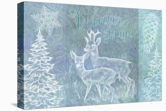 Winter Roebuck and  Roe Deer-Cora Niele-Premier Image Canvas