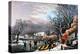 Winter Scene: Evening 1854-Currier & Ives-Premier Image Canvas