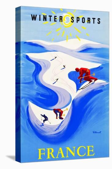 Winter Sports-France-Bernard Villemot-Stretched Canvas