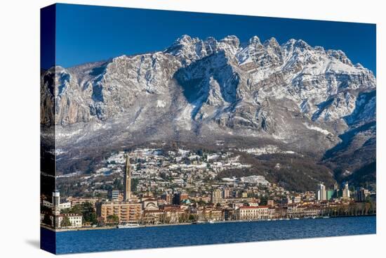 Winter View of City of Lecco with Mount Resegone in the Background, Lake Como, Lombardy, Italy-Stefano Politi Markovina-Premier Image Canvas