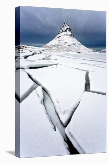 Winter View over Slabs of Broken Lake Ice Covered in Snow Towards Kirkjufell (Church Mountain)-Lee Frost-Premier Image Canvas