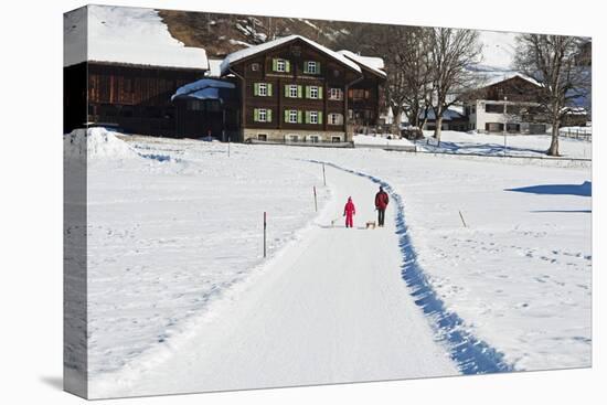 Winter Walking Trail, Klosters, Graubunden, Swiss Alps, Switzerland, Europe-Christian Kober-Premier Image Canvas