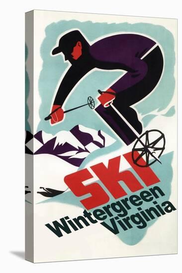 Wintergreen, Virginia - Vintage Skier-Lantern Press-Stretched Canvas