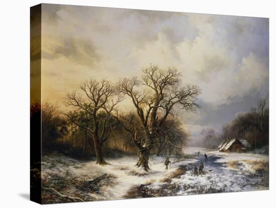 Winterlandschaft Mit Eislaeufern Und Reisigsammlern, 1849-Barend Cornelis Koekkoek-Premier Image Canvas