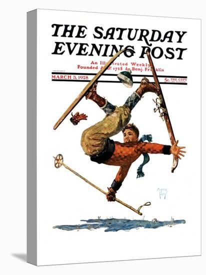 "Wipeout on Skis," Saturday Evening Post Cover, March 3, 1928-Eugene Iverd-Premier Image Canvas